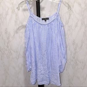 Fred David Stripe Cold Shoulder Top Sz M